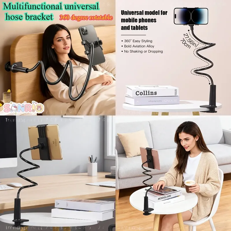 Tablet Stand Adjustable - 360-Grad-Flexibler Schlauch-Handyhalter, Stabiler Anti-Wackel-Tablet-Ständer mit Verstellbarem
